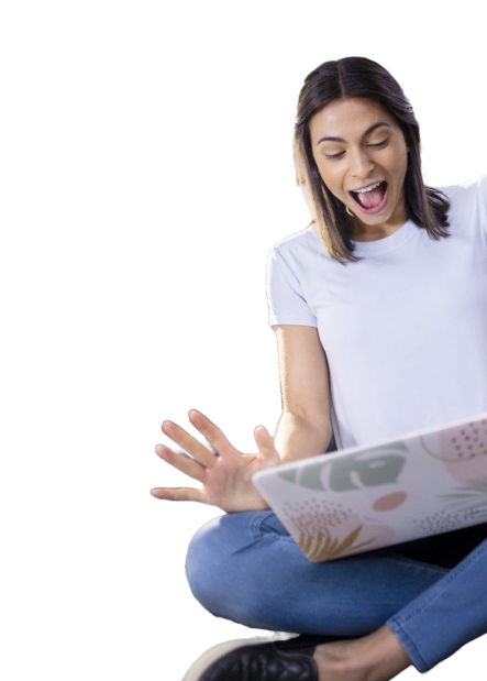 A girl holding a laptop